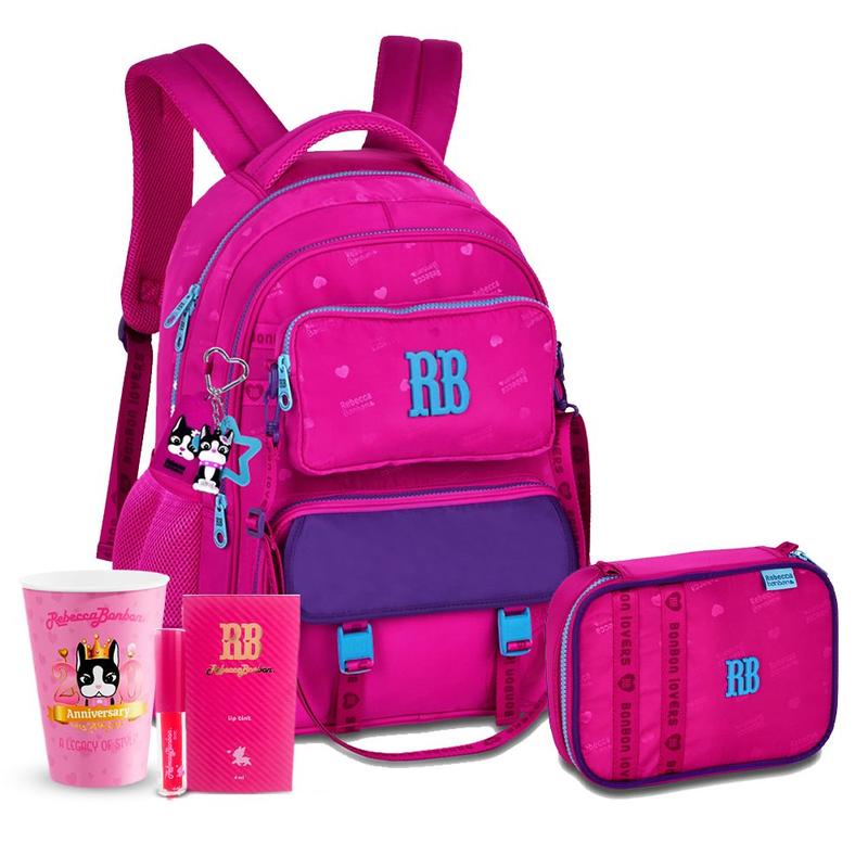Kit Mochila Bolsinha Removível Rebecca Bonbon Estojo Box RB